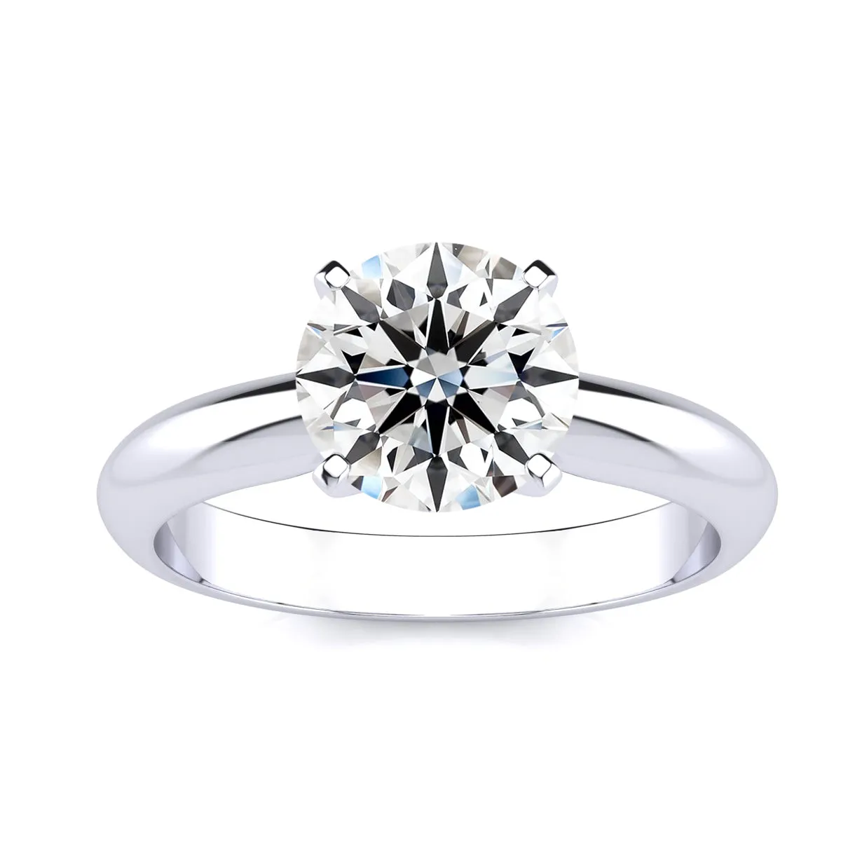 1 1/4 Carat Lab Grown Diamond Solitaire Ring In 14K White Gold