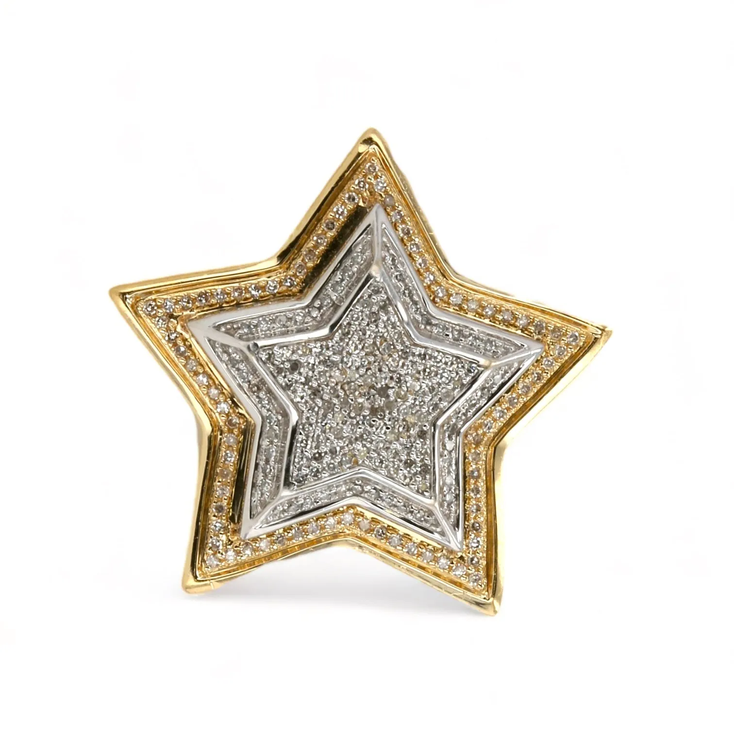 10K yellow gold diamond ice style star ring-79303