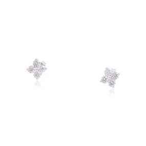 14K WHITE GOLD DIAMOND CLUSTER STUD EARRINGS 1.00CTW