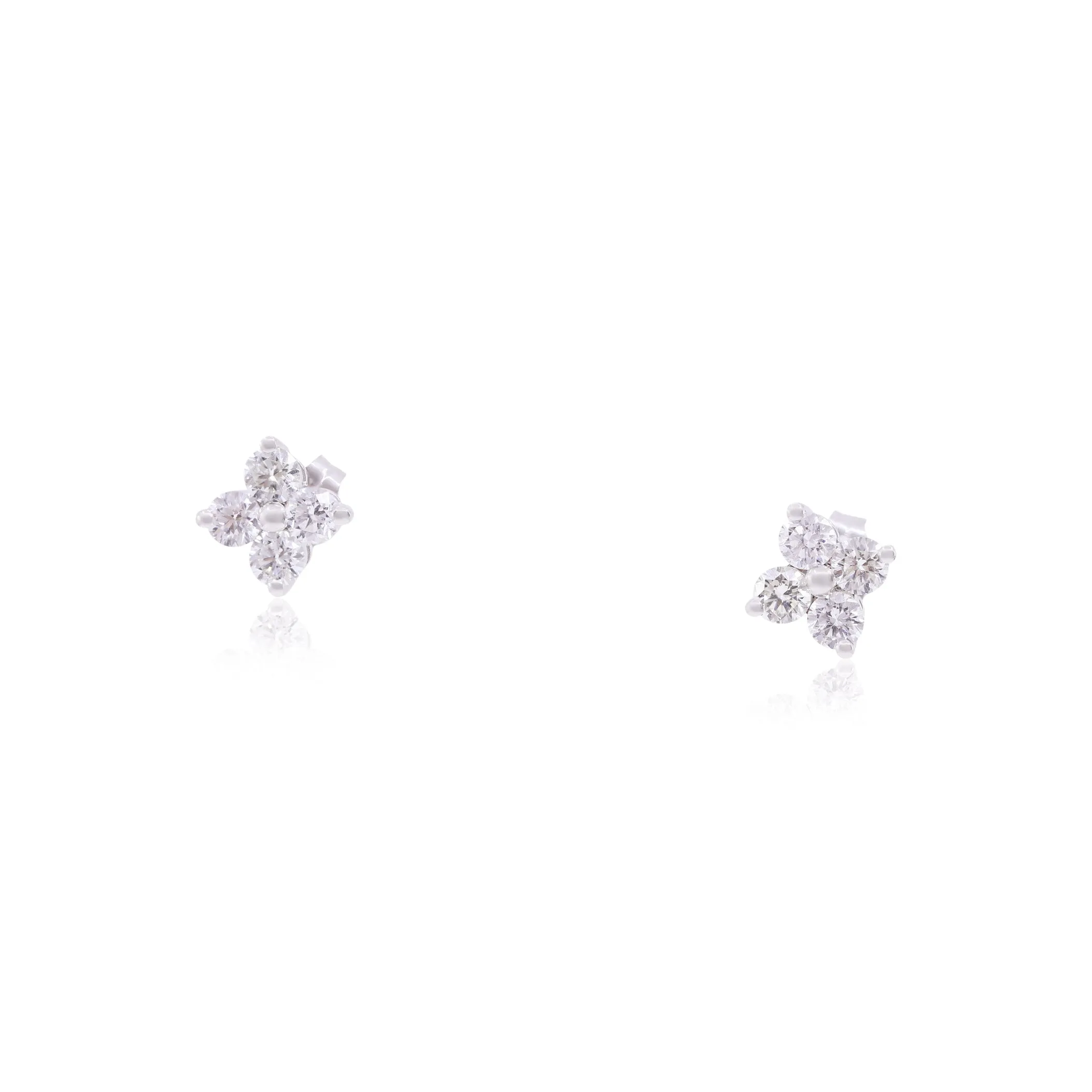 14K WHITE GOLD DIAMOND CLUSTER STUD EARRINGS 1.00CTW