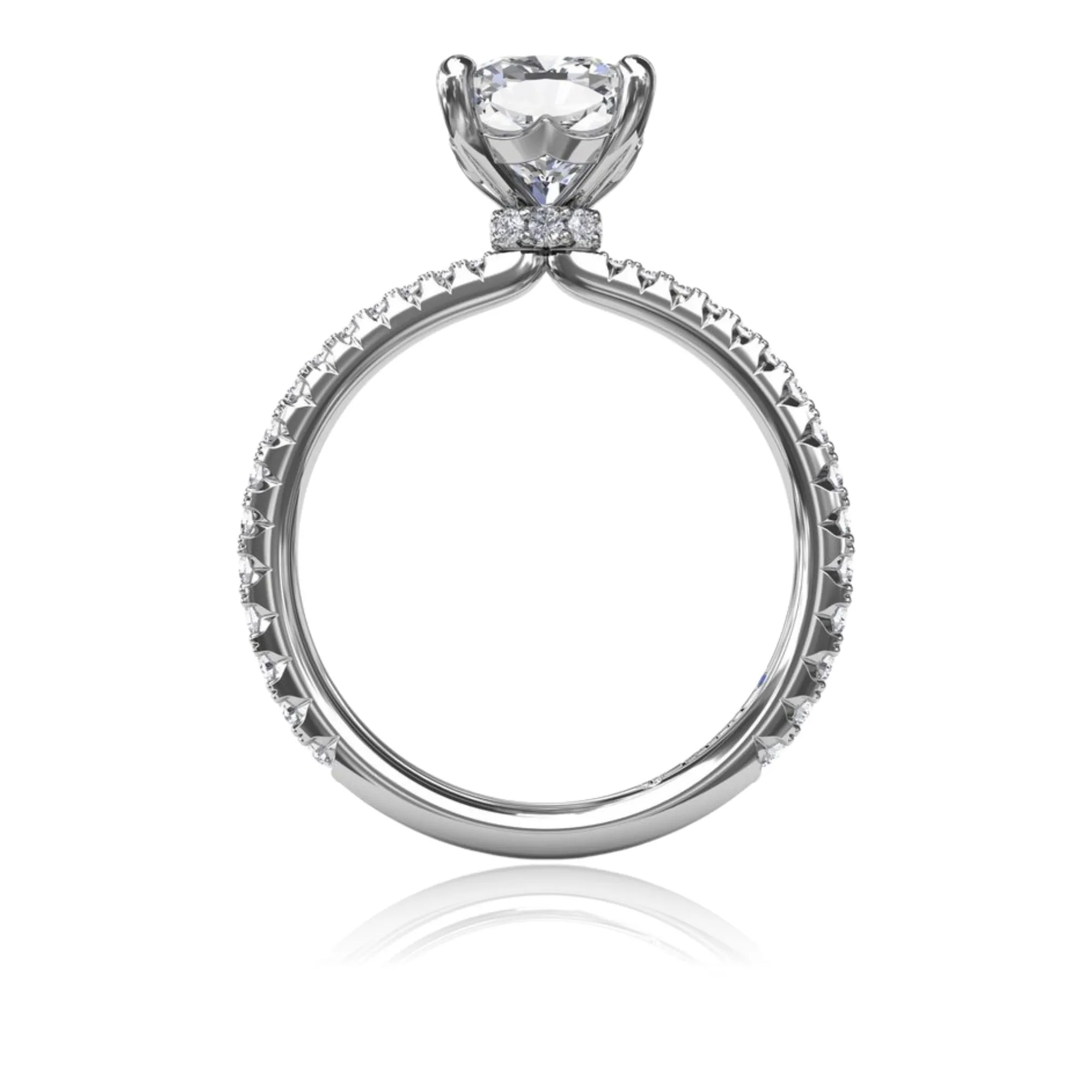 14K WHITE GOLD DIAMOND COLLARED ENGAGEMENT RING - SETTING ONLY