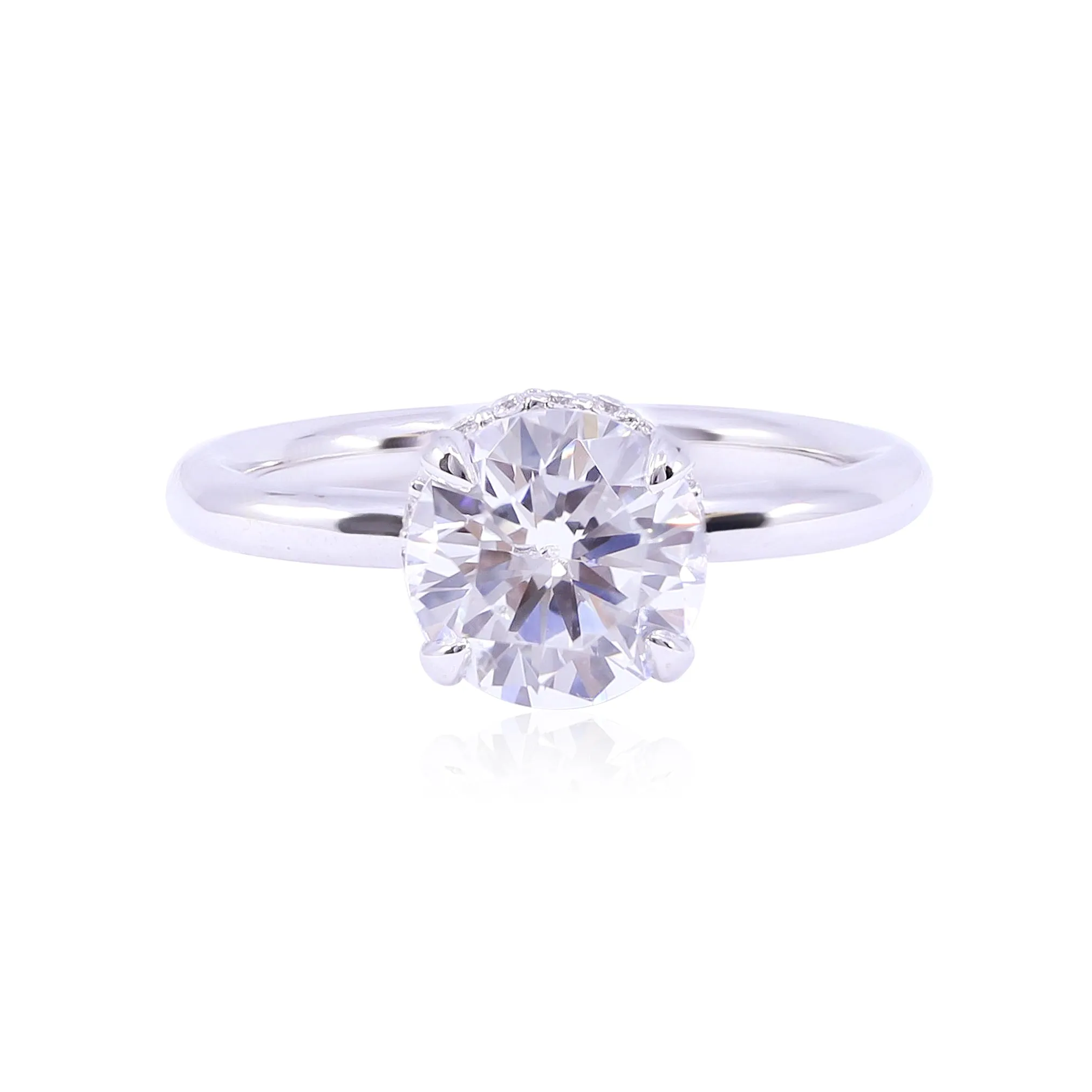 14K WHITE GOLD DIAMOND HIDDEN HALO SOLITAIRE MOUNTING - SETTING ONLY