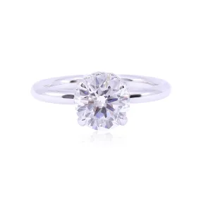 14K WHITE GOLD DIAMOND HIDDEN HALO SOLITAIRE MOUNTING - SETTING ONLY