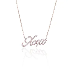 18K ROSE GOLD PAVE DIAMOND XOXO PENDANT NECKLACE 0.27CTW