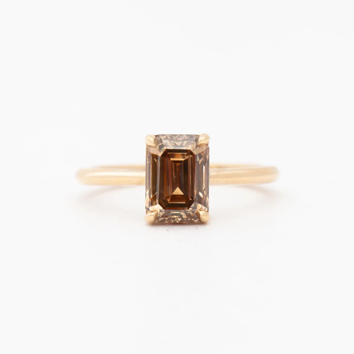 2.22 ct Emerald-Cut Champagne Diamond Bea Solitaire