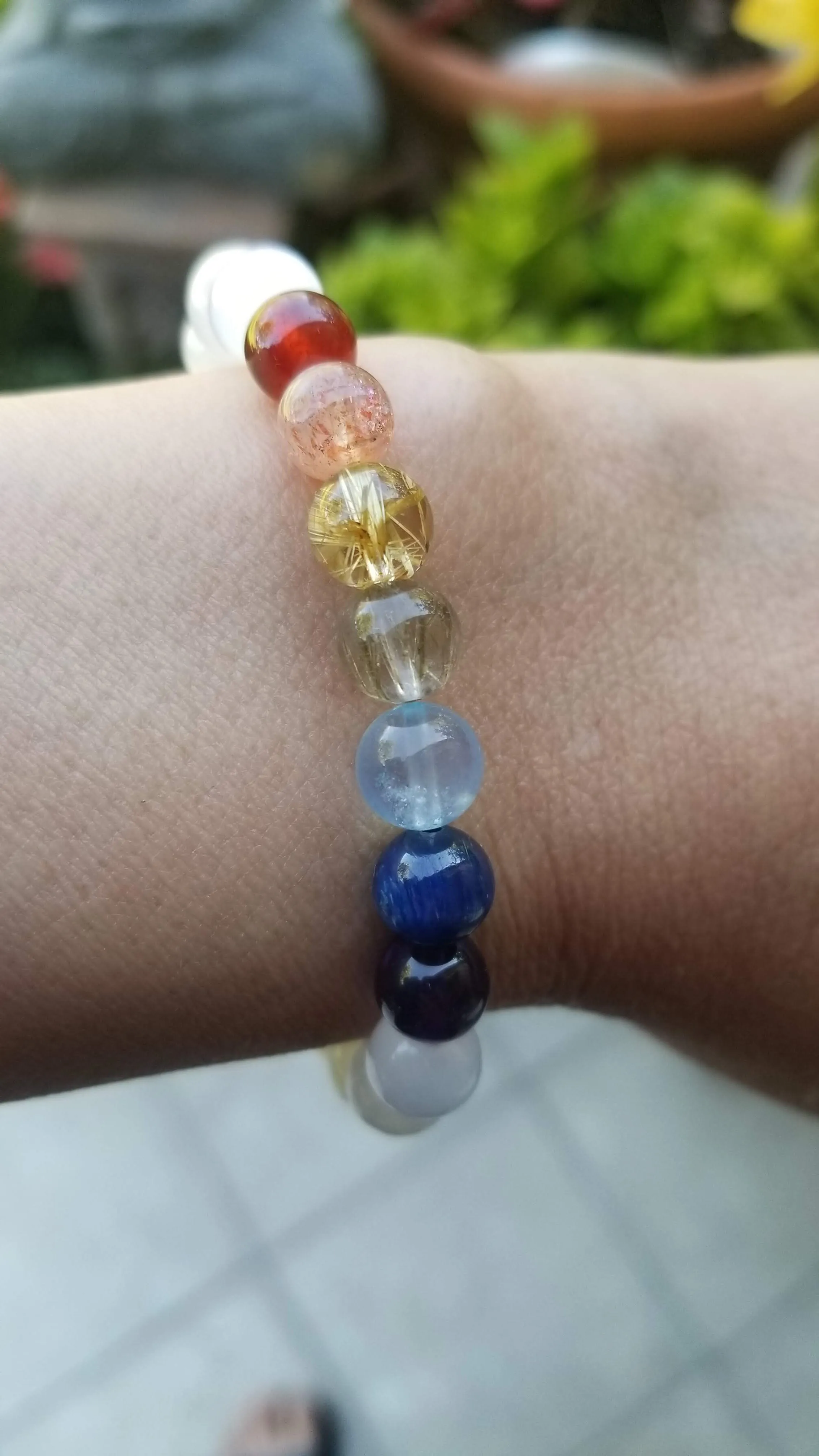 7 Chakra Healing Gemstone Bracelet with Selenite