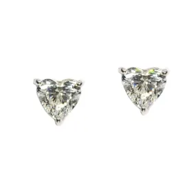 AFJ Diamond Collection - 0.56 carats Heart shape Diamond Stud Earrings, White Gold