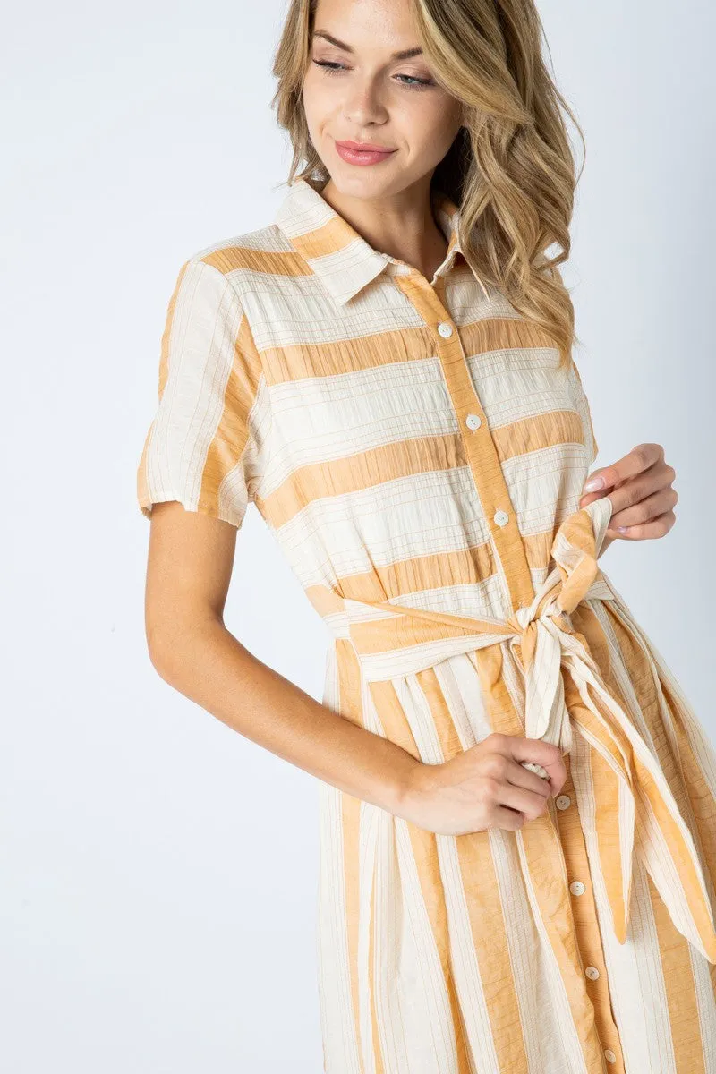 Alyssa Classy Collared Dress in Burnt Peach