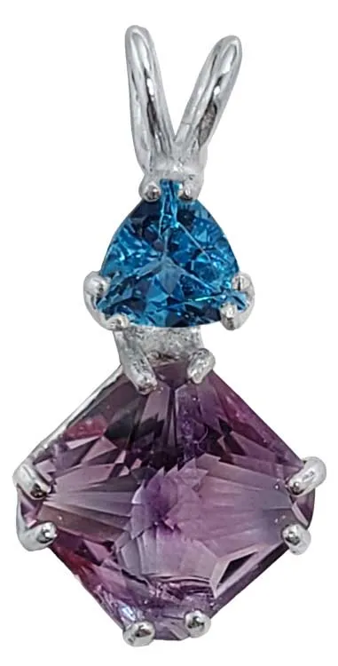 Amethyst Mini Magician Stone? with Trillion Cut Blue Topaz