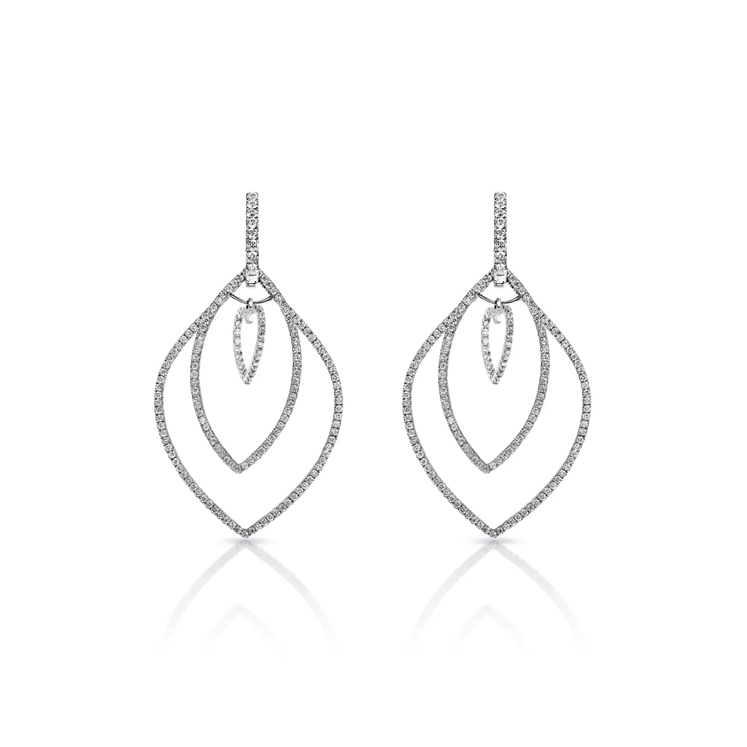 Amina 3 Carat Round Brilliant Diamond Hanging Earrings in 14k White Gold