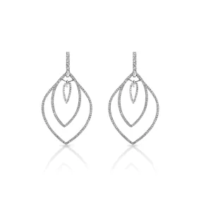 Amina 3 Carat Round Brilliant Diamond Hanging Earrings in 14k White Gold