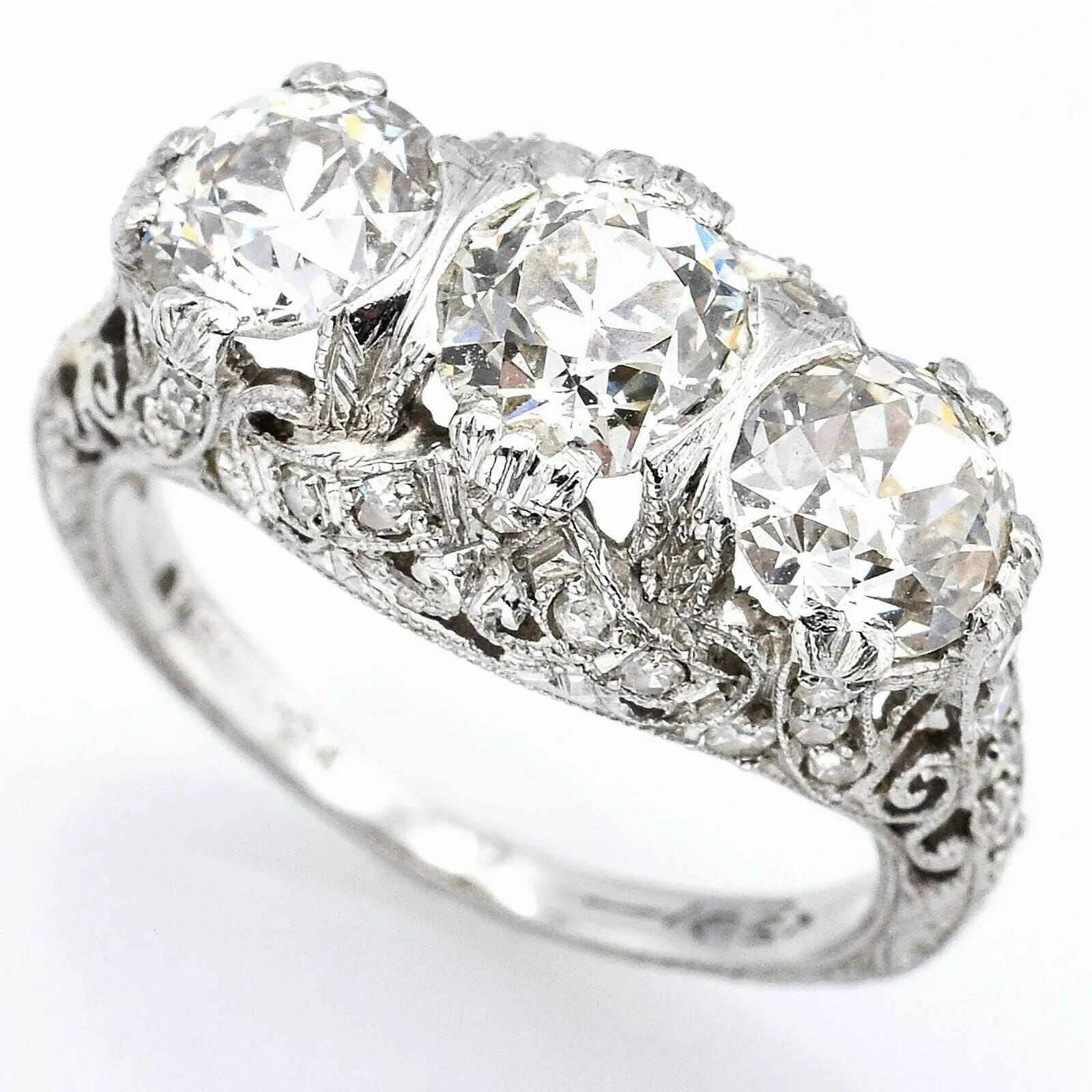 Antique Platinum 2.83 TCW Diamond Band Ring