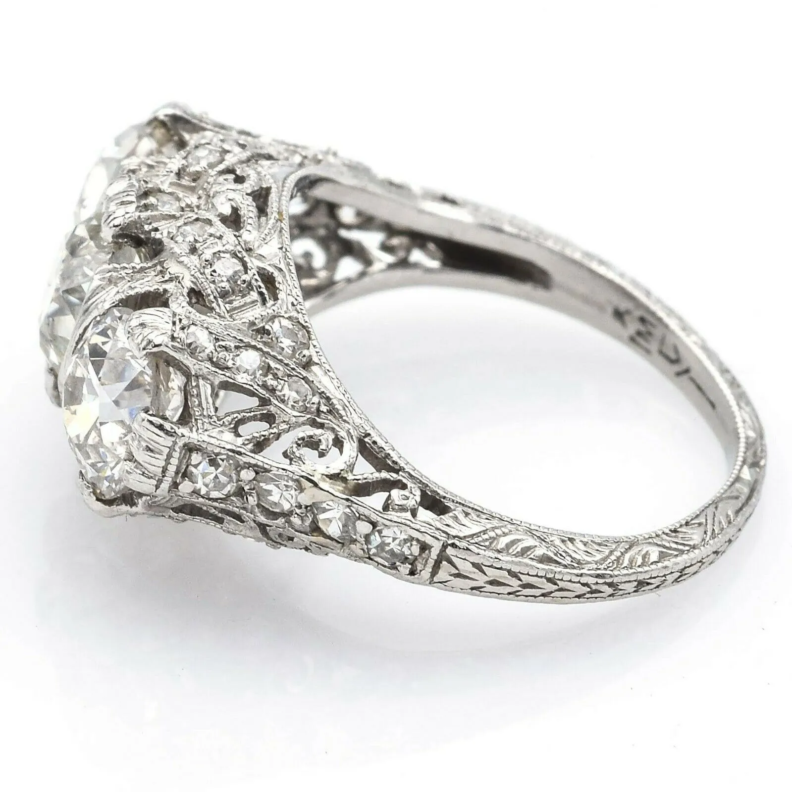 Antique Platinum 2.83 TCW Diamond Band Ring