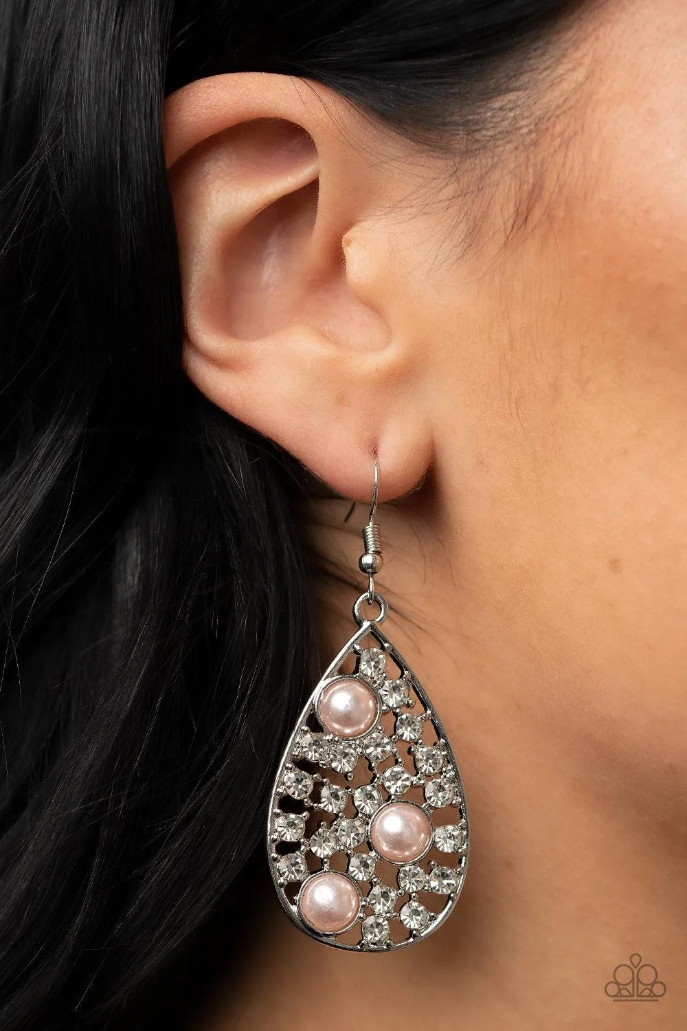 Bauble Burst Pink Pearl Earrings - Paparazzi Accessories