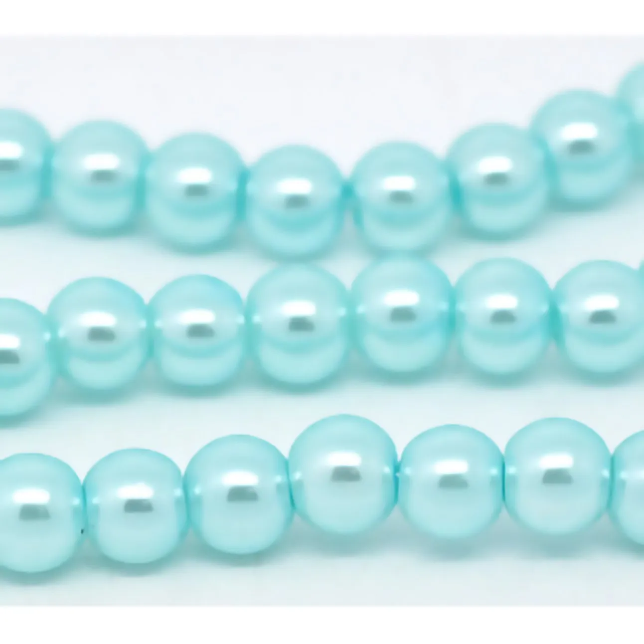 Beads Glass Round Pearl Painted 6mm Strand 16 Blue