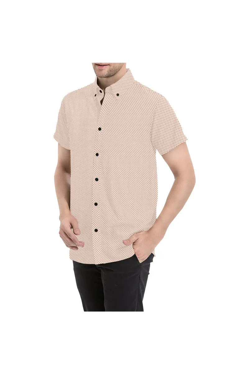 Beige Polka Dot Men's All Over Print Short Sleeve Shirt