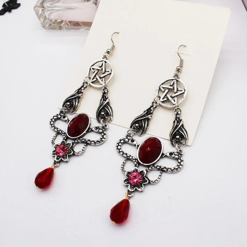 Bejeweled Pentagram Earrings