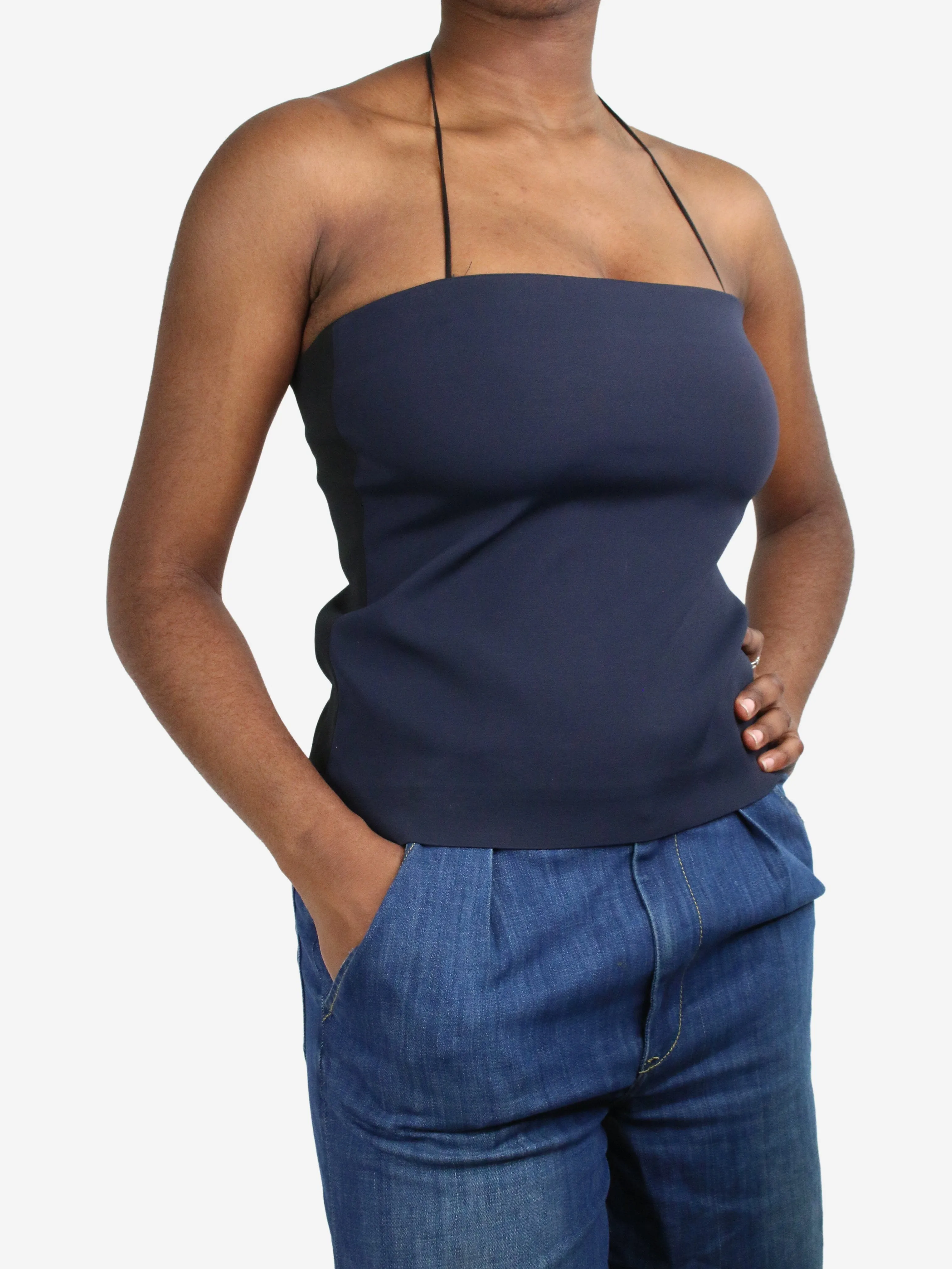 Blue halterneck top - size IT 42