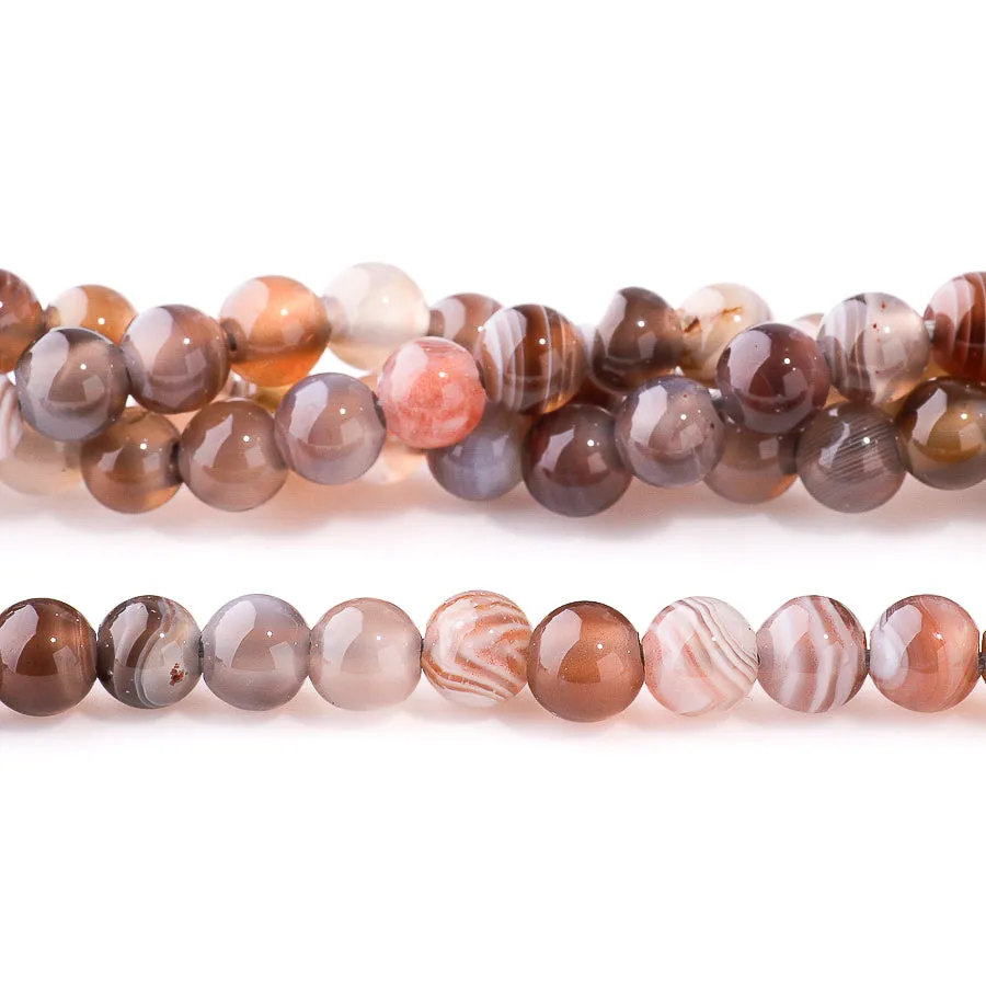 Botswana Agate 6mm Round - Large Hole Beads