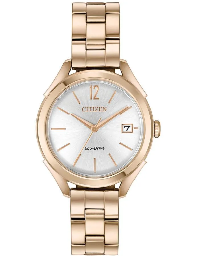 Citizen DRIVE LTR Womens Watch -  Rose Gold-Tone - Silver-Tone - Date - Bracelet