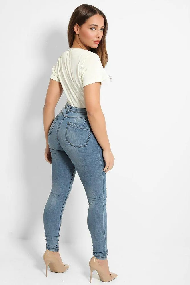 Classic Blue Curved Back Push Up Jeans