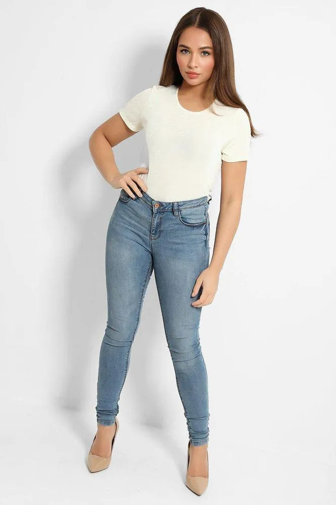 Classic Blue Curved Back Push Up Jeans