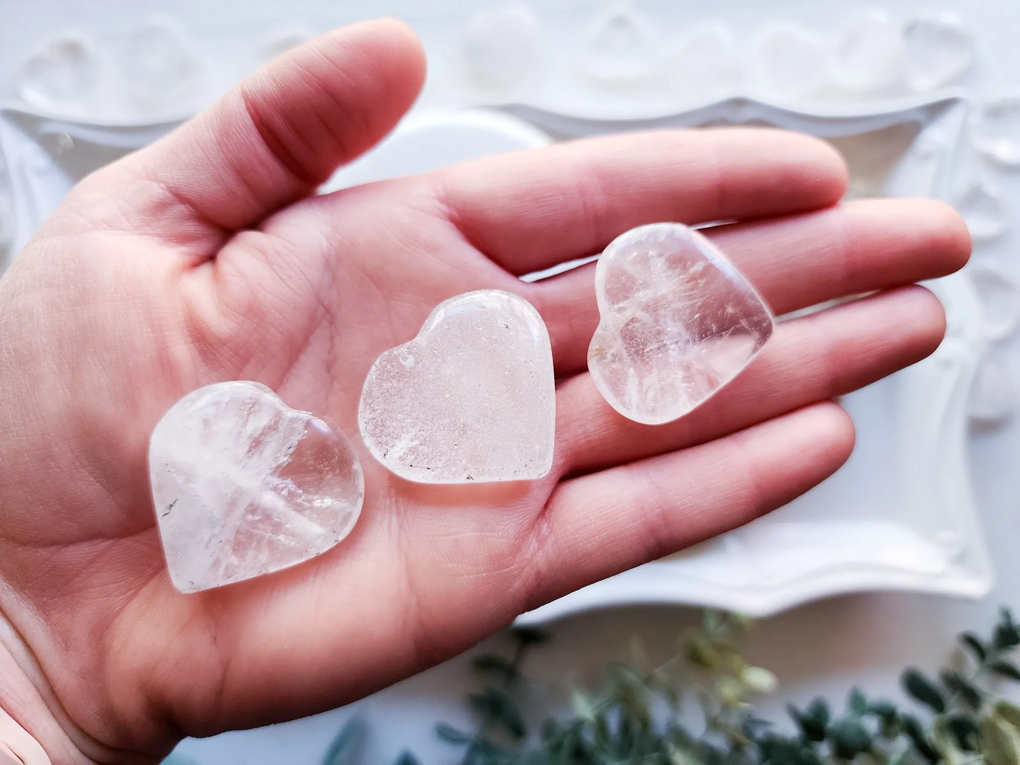 Clear Quartz Flat Mini Hearts