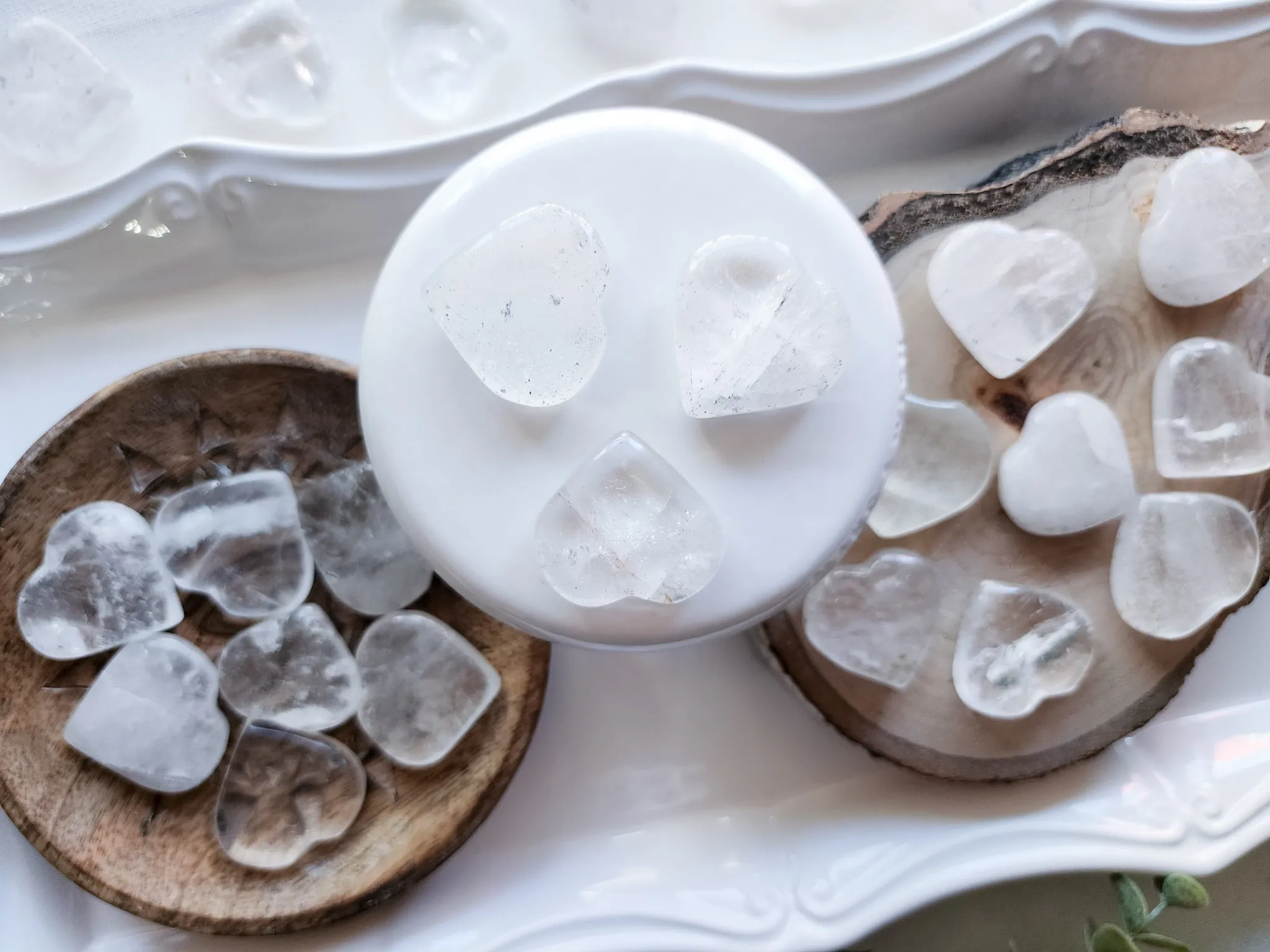 Clear Quartz Flat Mini Hearts