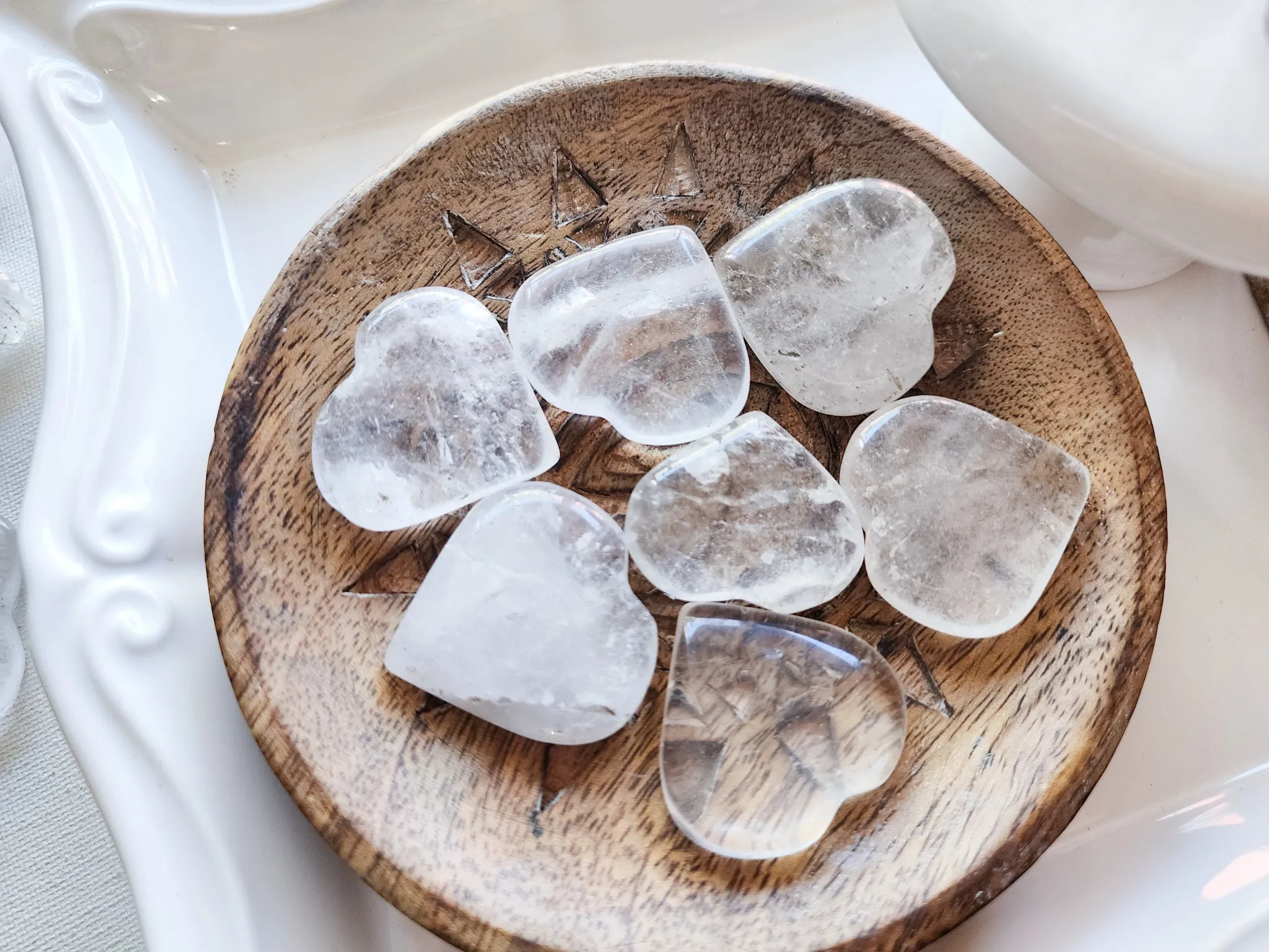 Clear Quartz Flat Mini Hearts