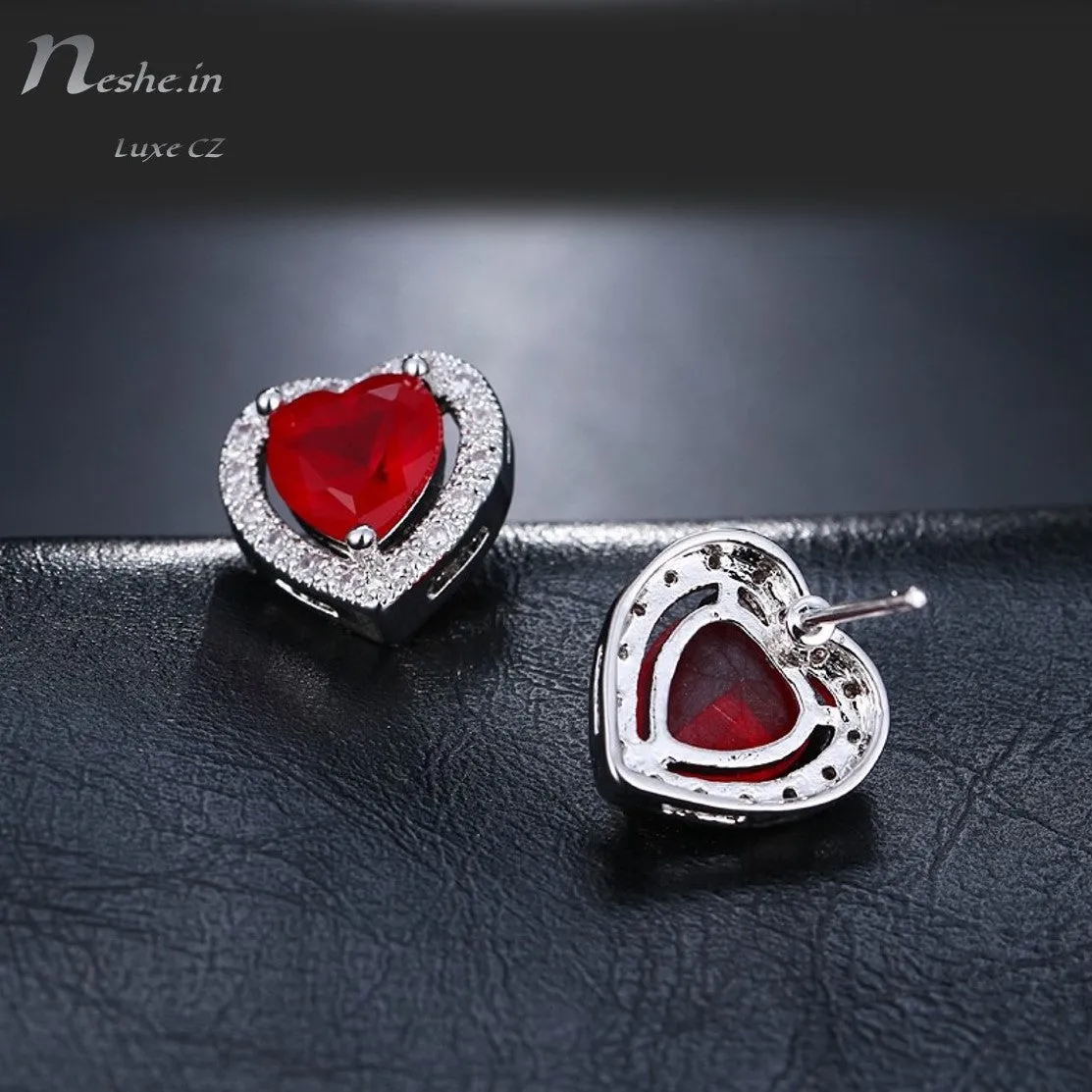 Cute CZ Heart Shaped Stud Earring