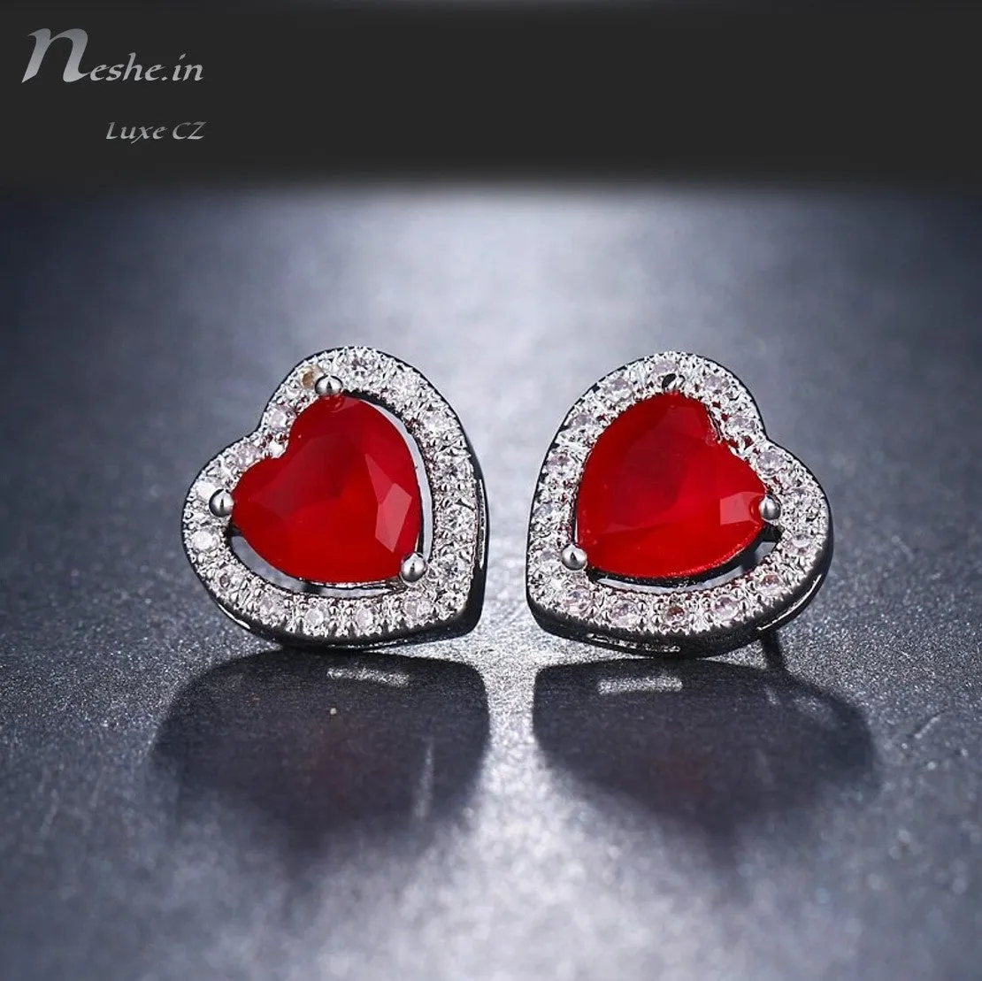 Cute CZ Heart Shaped Stud Earring