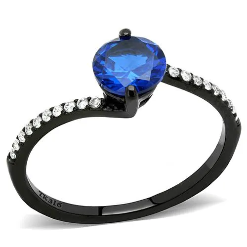 DA012 IP Black(Ion Plating) Stainless Steel Ring with Synthetic in London Blue