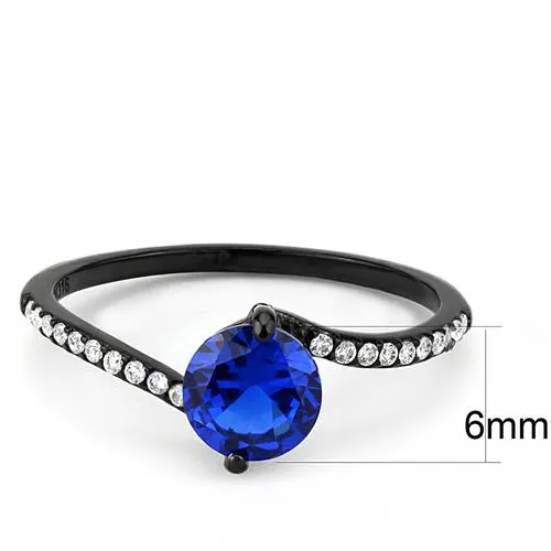 DA012 IP Black(Ion Plating) Stainless Steel Ring with Synthetic in London Blue