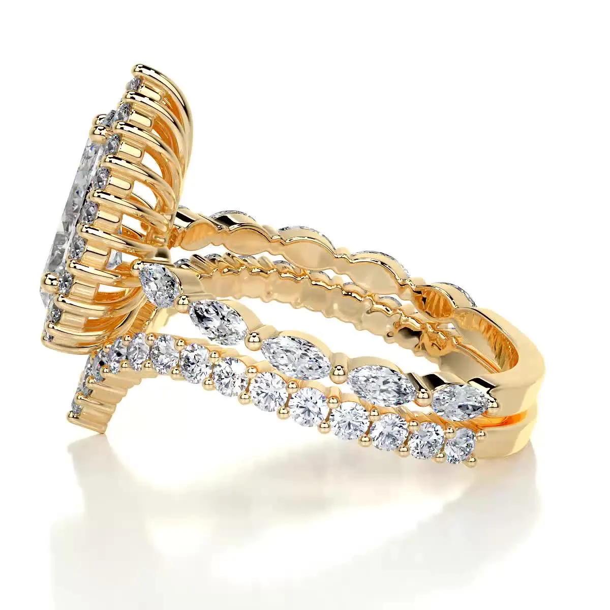 Dawn Diamond Bridal Set -18K Yellow Gold