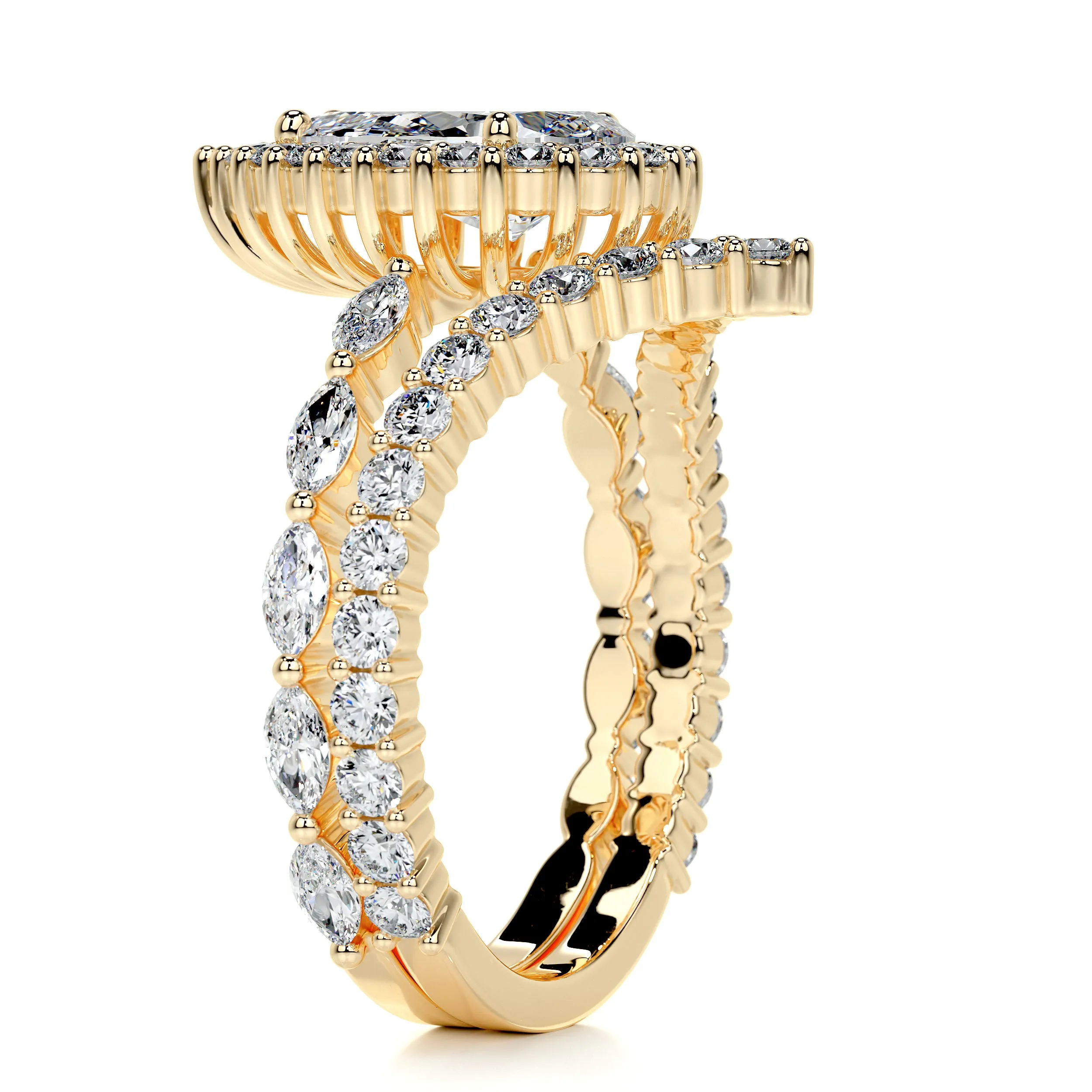 Dawn Diamond Bridal Set -18K Yellow Gold