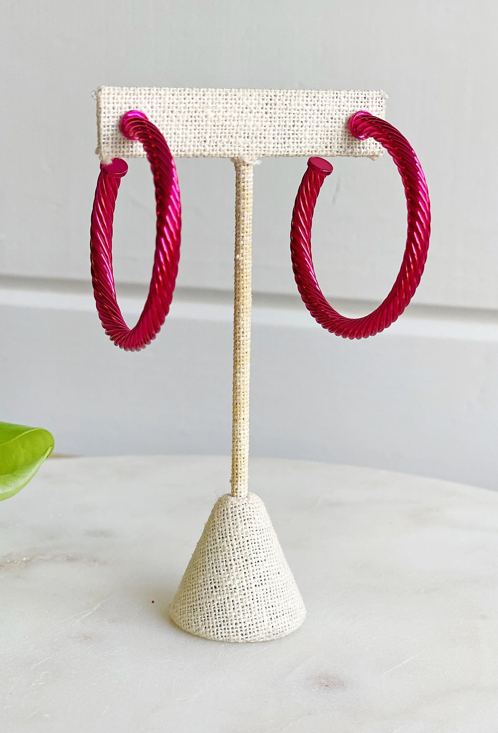 Delilah Hoop Earrings in Fuchsia