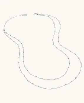 Double Strand Beaded Satellite Necklace Silver