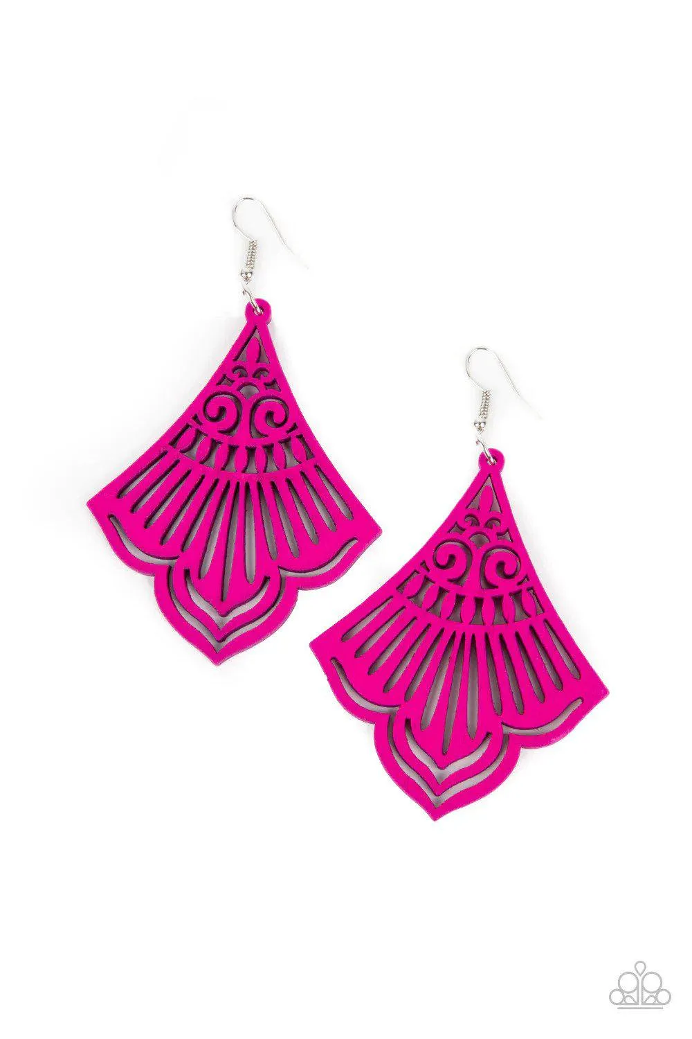 Eastern Escape Pink Wood Earrings - Paparazzi Accessories