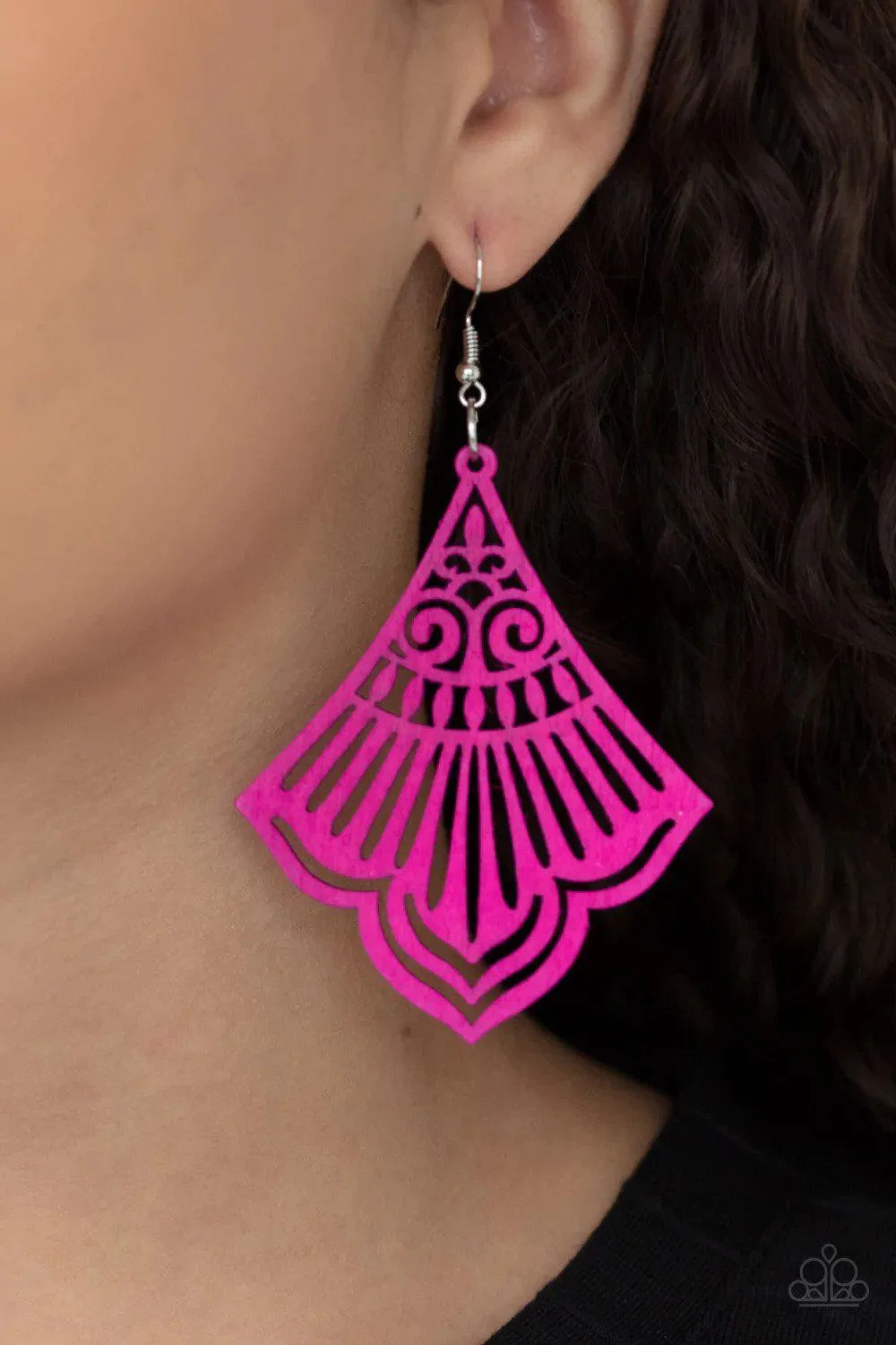 Eastern Escape Pink Wood Earrings - Paparazzi Accessories