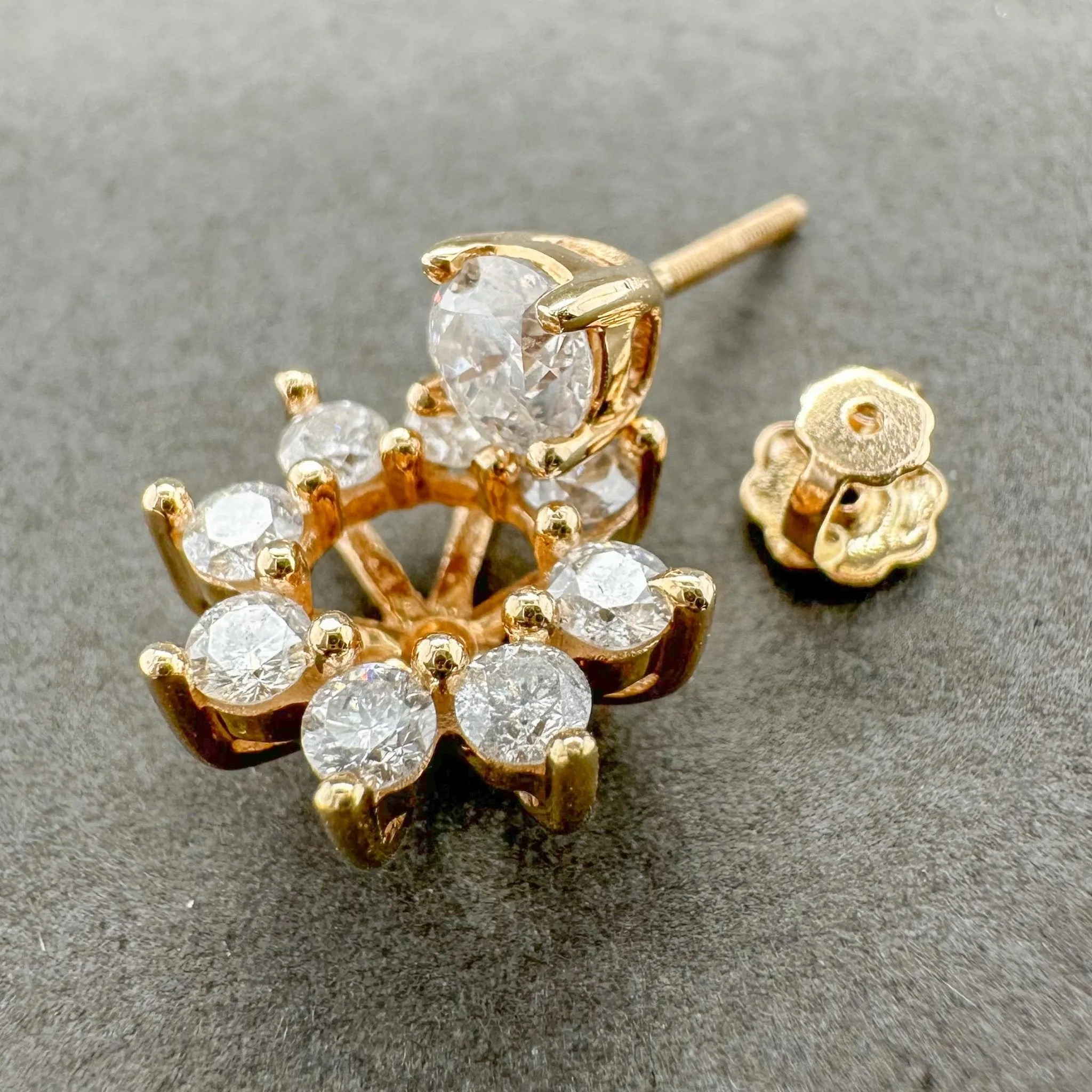 Estate 14K R Gold 1.27ctw I-J/I1 Diamond Stud & Jacket Earrings