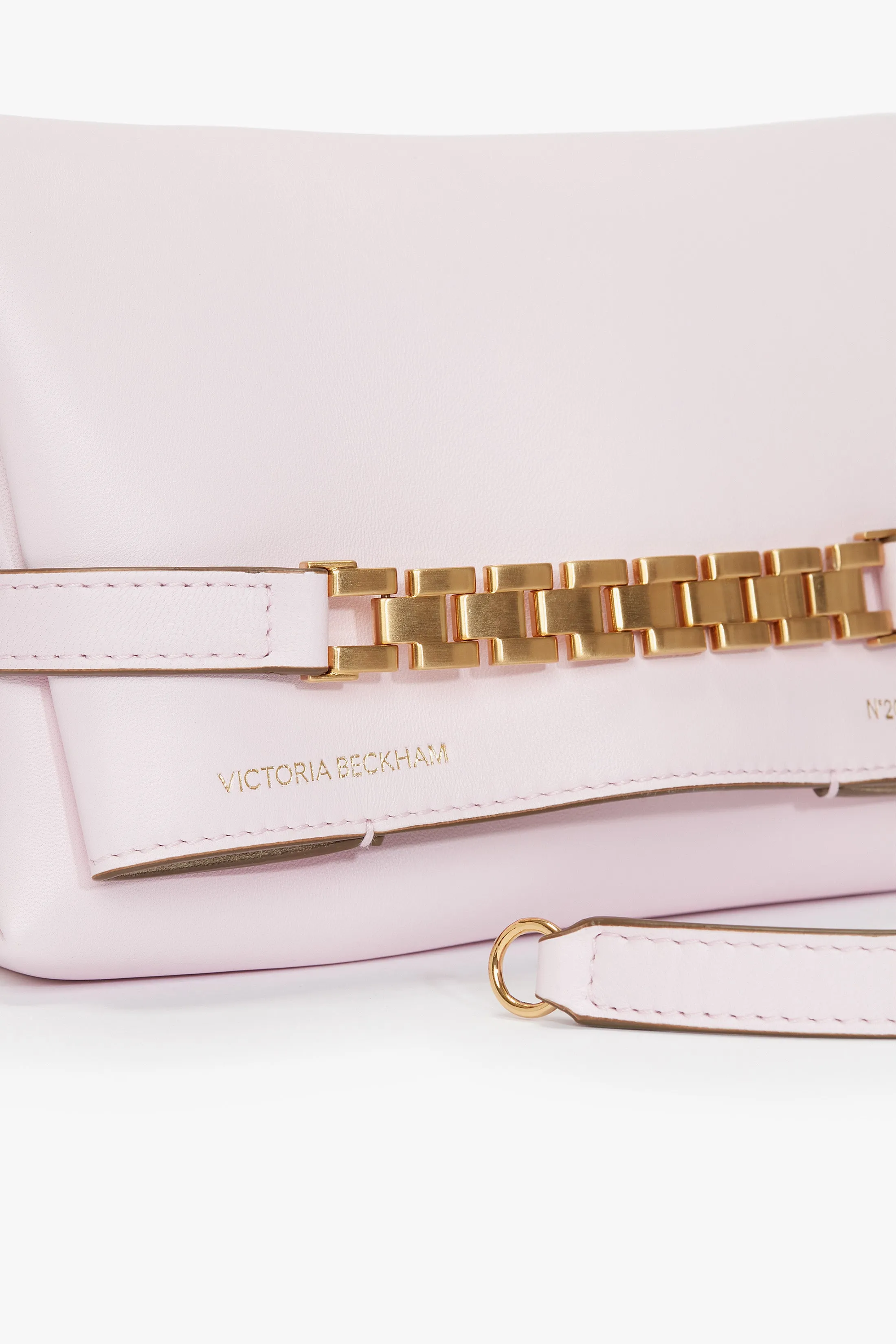 EXCLUSIVE Mini Chain Pouch With Long Strap In Bubblegum Pink Leather