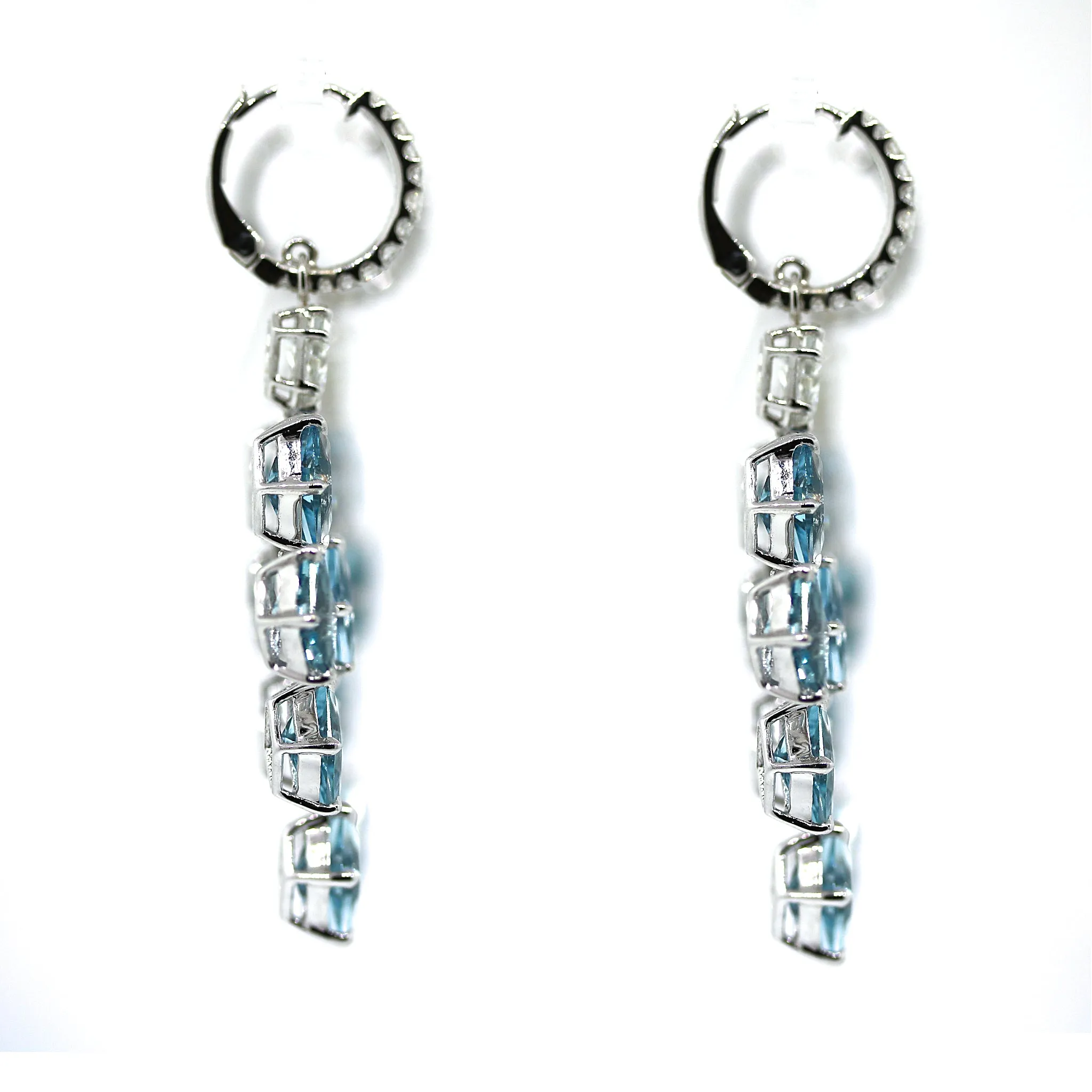 Exquisite 18k White Gold Aquamarine and Diamond Earrings