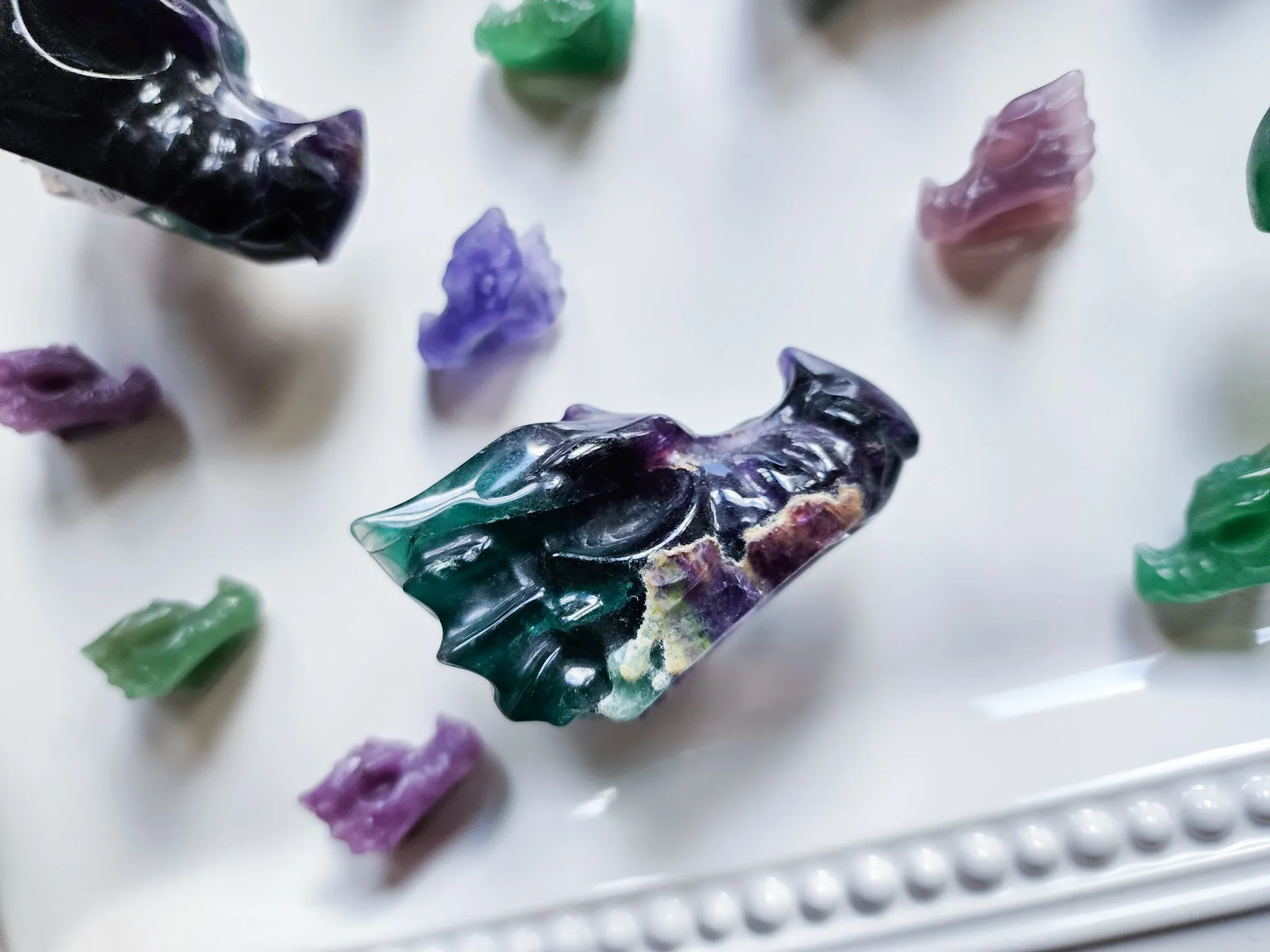 Fluorite Dragon Skull Carving