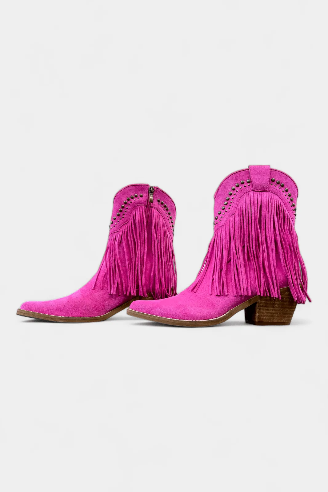 Fuchsia Western Fringe Short Boots