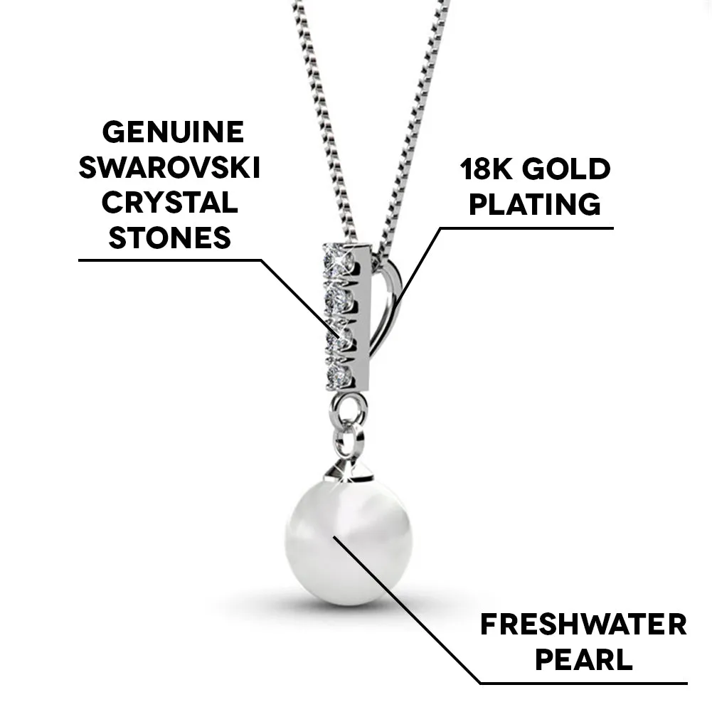 Gabrielle 18k White Gold Crystal Pearl Drop Pendant Necklace