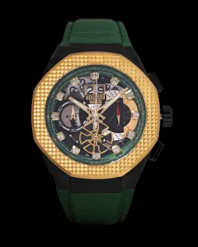 Hexagon TQ023A-D13 (Black/Gold/Green) (Green Leather Strap)