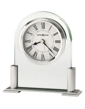 Howard Miller Brinell III Glass Arch Alarm Clock - Silver Tone Base - White Dial