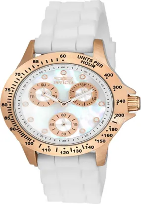 INVICTA Speedway Womens Watch - Rose Gold-Tone - Mother of Pearl Dial - Silicone