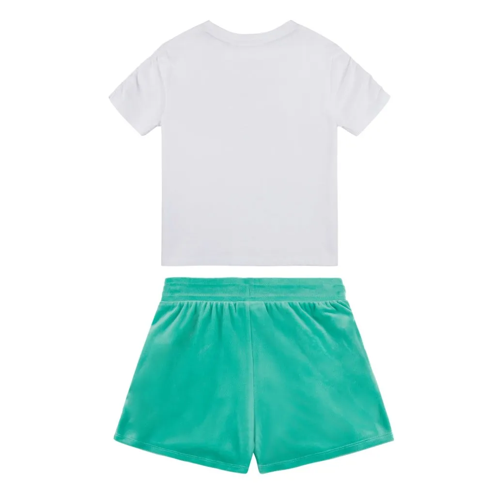 Juicy Couture Diamante Ruched Tee/Short Set Junior