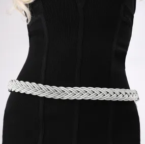 Kaylee Metallic Braided Cord Belt - Silver